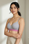 Zivame Sporty Twist Padded Non Wired 3/4th Coverage T-Shirt Bra - Grey Melange — thumbnail 5
